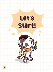 Belle illustration de carnet de dessin avec chiot mignon pour enfants apprenant l'art.
