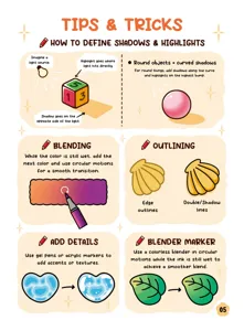 Page de tutoriel de dessin détaillée montrant des techniques d'ombrage et de mélange.