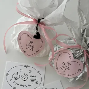 Ins Style Hand Drawn Bowknot Heart Adhesive Stickers Girly Scrapbooking Diary Decorative Sealing Labels Photo Wall Journaling Stationery Sticker
