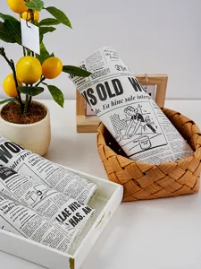 Papel de hornear con patrón de periódico vintage antiadherente sándwich pan hamburguesa envoltorio
