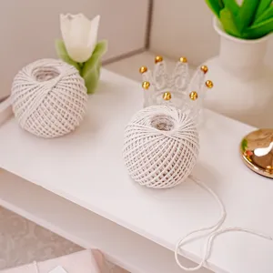 White DIY cotton rope ball for handmade packaging, craft decoration and gift wrapping.