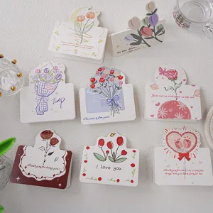 8pcs cartes de vœux florales tulipes roses cartes de message papeterie mignonne