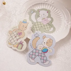 Lindas tarjetas de papel decorativas con animales, estilo ins tarjetas de inserción para caramelos.