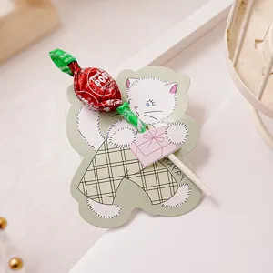 Linda tarjeta papel piruleta oso dibujos animados ideal para regalos escolares.