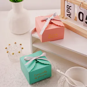 Gilded Lace Paper Gift Box Crown Letter Candy Boxes With Ribbon Elegant Folding Favors Box For Wedding Birthday Party Wrap