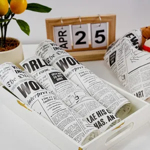Papier de Horno de Silicona Con Impresión de Periódico Inglés Vintage Papel de Envolver Alimentos Antiadherente para Sándwich Hamburguesa Pan Pizza