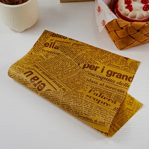 Brown vintage newspaper print baking oil paper for sandwich, bread, and food wrapping.