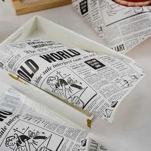 Papel de hornear con estampado de periódico retro antiadherente envoltorio de alimentos
