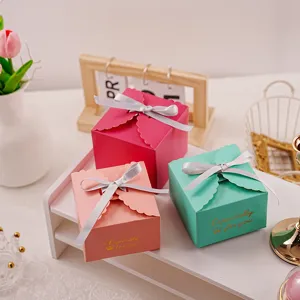 Ins hot stamping lace gift boxes with silver ribbons, perfect for wedding, candy, and birthday.