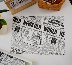 Papel de horno con estampado de periódico vintage para sándwiches, pan y hamburguesas.