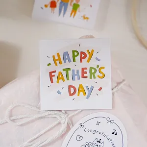 Father's Day square greeting card INS style message card with colorful typography design.