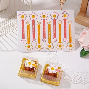 Adhesivos de sellado de tira larga con cara sonriente bonita para cajas de regalo, detalle.