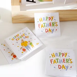 Minimalist Modern Art Paper Color Printed Square Messages Greeting Cards Family Illustration Hand Drawn Style Father Day Blessing Note Cards Gift Decor