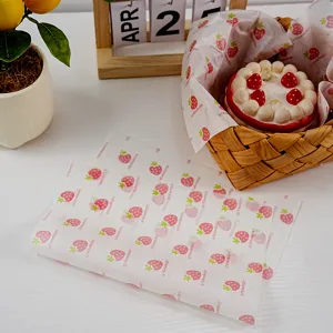 Strawberry printed baking oil paper non-stick wrapping paper for sandwich burger bread 50pcs