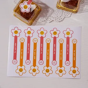Lindo adhesivo de tira de cara sonriente de dibujos animados para caja de regalo y sello 10pz