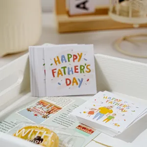 Father's Day square greeting card set, cute family illustration message paper card for dad.