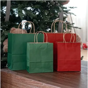 Sacchetti regalo di carta Natale rosso verde borse di carta kraft confezione