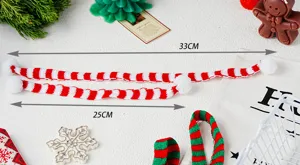 Mini bufanda tejida de Navidad rayas rojo blanco con pompon para decoracion de botella