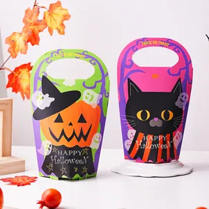 Halloween Party Portable Candy Gift Boxes Cartoon Pumpkin Cat Paper Box Holiday Favor Packaging Box Folding Treats Carton