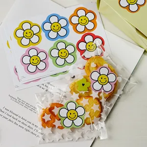 Jolis autocollants de fleurs souriantes Morandi pour emballage cadeau et décoration quotidienne.