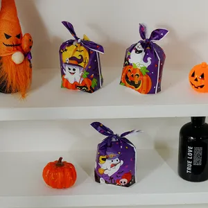 Halloween διακοσμητικές σακούλες δώρων μωβ φάντασμα κολοκύθα για καραμέλες αυτιά κουνελιού