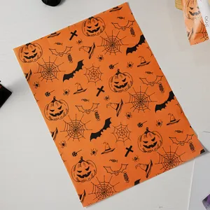Halloween baking silicone paper, orange greaseproof paper with pumpkin bat web prints for DIY food wrapping.
