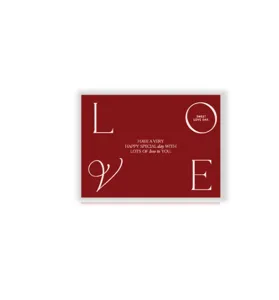 Valentine's Day red love letter square decorative greeting card for flower packaging detail.