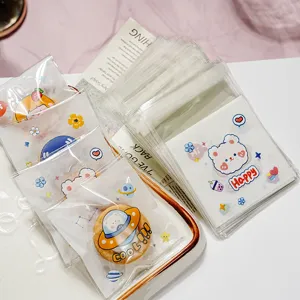 Sachets autocollants de dessin animé transparents emballage de biscuits sacs cadeaux bijoux