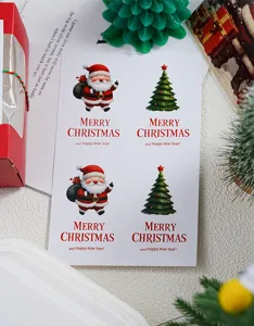 Set d'autocollants de Noël, étiquette d'emballage cadeau de fête pour le bricolage.
