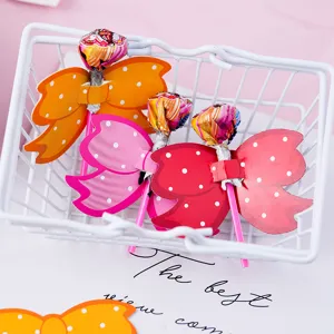 Bunte gepunktete Schleife Lollipop Karten Verpackung für Valentinstag Süßigkeiten Geschenk