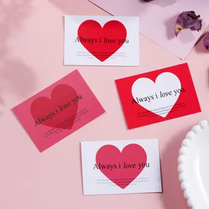 Romantic Art Paper Heart Shape Message Gift Cards Creative Digital Printed Blessing Greeting Tag For Valentine Birthday Flower Gift Wrapper Decoration