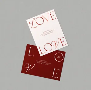 Minimalist Paper Valentine Day Love Letter Greeting Card Flower Gift Wrap Decor Card Square Message Note For Wedding Party