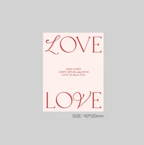 Valentine's day love red letter square greeting card for flower packaging and decoration.