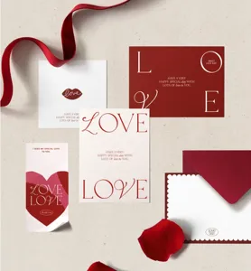 Valentine's Day love letter decorative greeting cards and flower packaging card set.