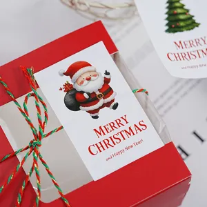 Autocollants rectangulaires de Noël DIY étiquette d'emballage cadeau avec le Père Noël.