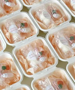 Disposable paper pulp burger boxes gift packaging set for candles and party snack storage.