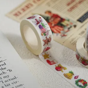 Christmas theme washi tape for DIY journal scrapbooking, decorative masking tape rolls 10m.