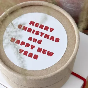 Merry Christmas And Happy New Year Round Gift Decoration Seals Labels Stickers Coated Paper Adhesive Color Printed Envelope Seal Holiday Party Bakery Box Wrap Decor