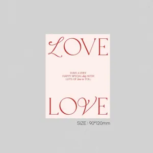 Valentine's day love red letter square decorative greeting card for flower wrapping and gift packaging