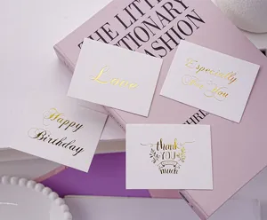 Gold foil greeting cards set, elegant design for birthday, thank you and special moments.
