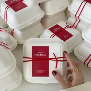 Eco Friendly Disposable Sugarcane Pulp Clamshell Box For Hamburger Pastry Bakery Christmas Gift Packaging Storage Box Without Accessories