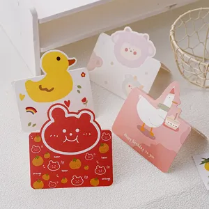 Süße Cartoon Grußkarten Set mit gelber Ente und Bär Design für Geschenke und Dankeschön.