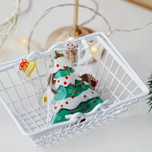 Christmas tree shaped transparent self-adhesive candy cookie packaging bag for baking pastry.
