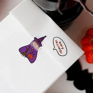 Halloween witch sticker set holiday decorative adhesive label for gift packaging detail