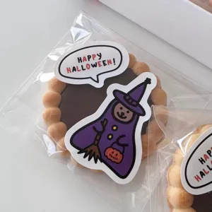 Halloween Witch Speech Bubble Self-Adhesive Stickers Cartoon Pumpkin Die-Cut Art Paper Decorative Label Stickers For Festive Packaging Party Decor
