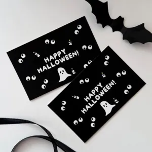 Halloween greeting cards black rectangular message cards scary ghost design party supplies