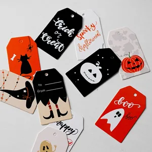 Halloween paper gift tags set diy packing cards spooky party hanging decoration supply