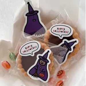 Cute Halloween decorative stickers set witch and pumpkin design for gift packaging and candy bags
