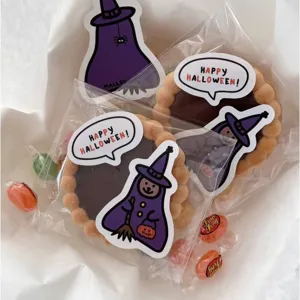 Halloween witch dialogue box shaped stickers set, cute holiday decorative adhesive decals.