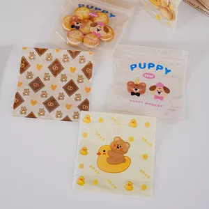 Sachets d'emballage en plastique pour biscuits mignon ours canard design zippés